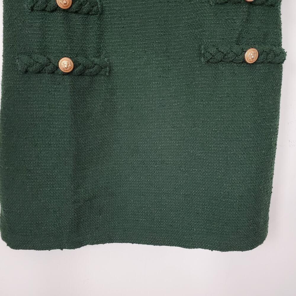 Tuckernuck Jackie Dress Hunter Green Tweed A-Line Shift Mini Braided Size Large - Picture 7 of 10